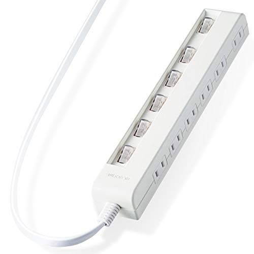 エレコム(ELECOM) 電源タップ コンセント 個別スイッチ 省エネ スイングプラグ 横挿し 6個口 1m ホワイ..
