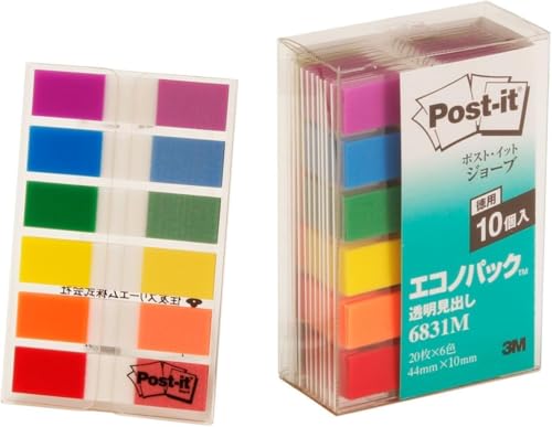 ポストイット フィルム 付箋 見出し 44×10mm 20枚×6色×10個 6831M インデックスシール 送料無料