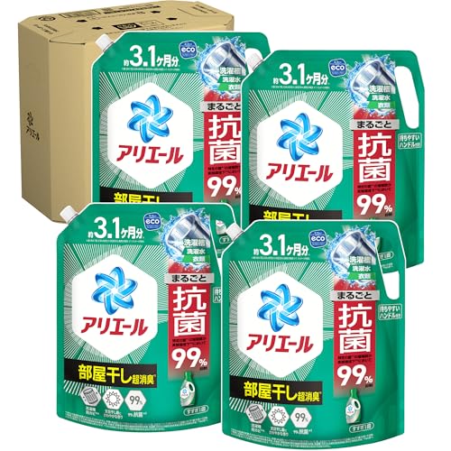 アリエール 洗濯洗剤 液体 超抗菌プレミアム 部屋干し超消臭 天日干し級にさわやかな香り 詰め替え 2210gx4袋 [大容量] [ケー 送料無料