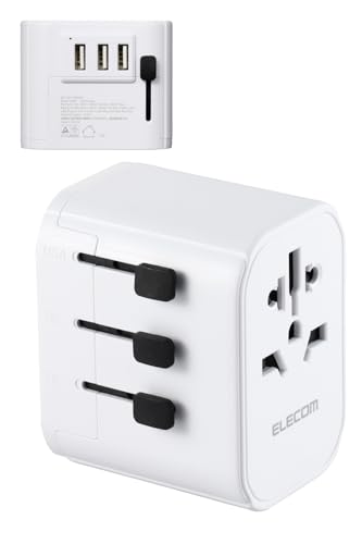 樂天商城 - エレコム 海外 変換プラグ A/BF/O/SEタイプ USB-A 3ポート 12W 極性対応 (N極対応) ホワイト ECT-32-15 送料無料
