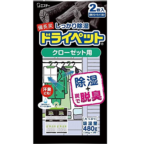 ドライペット 備長炭 除湿剤 シートタイプ クローゼット用 2枚入 衣類 湿気取り 送料無料