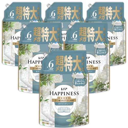 レノア Lenor ハピネス 夢ふわタッチ 柔軟剤 ホワイトティー 詰め替え 1900mL×6袋 [大容量] [ケース品] 送料無料