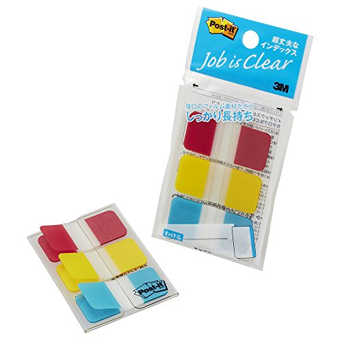 ポストイット フィルム 付箋 超丈夫 厚口 レッド イエロー ブルー 40×18mm 10枚×3パッド 686S-1 インデ..