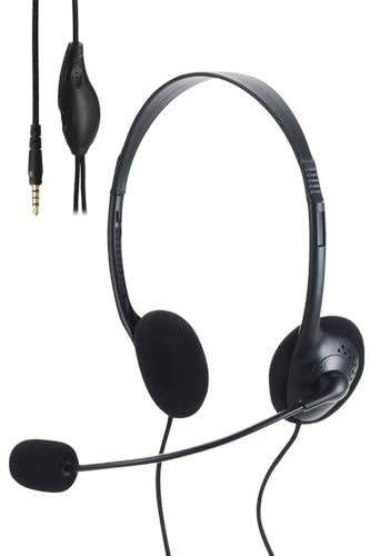 エレコム 有線ヘッドセット 4極 マイク付き オーバーヘッド 両耳 軽量 小型 ウインドスクリーン ボリュ..