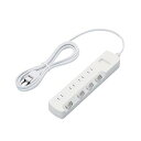 エレコム 電源タップ 雷ガード 個別スイッチ ほこりシャッター付 4個口 2.5m ホワイト T-K6A-2425WH 送料無料
