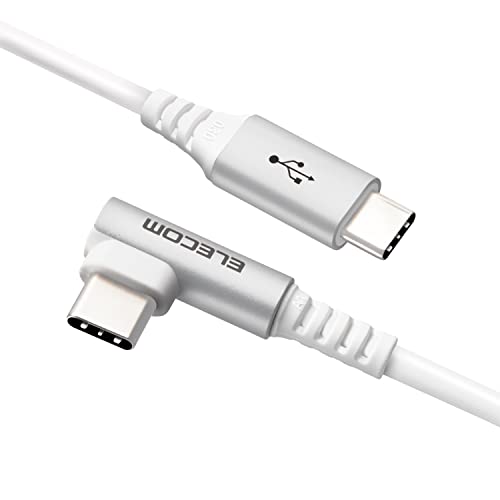 エレコム USB Type-C ケーブル PD (C to C) L字コネクタ 抗菌・抗ウイルス 2m ホワイト 【iPhone 16 送..