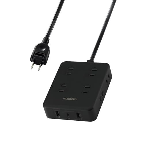 エレコム 電源タップ USB付き 20W PD対応 Type-C×1 USB-A×2 ACプラグ×8 1.5m 雷ガード ホコリ防止シャ 送料無料