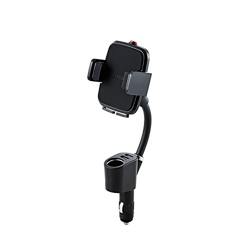 Rakuten - エレコム 車載ホルダー スマホスタンド シガーソケットタイプ 幅4.5cm~9cmまで対応 USBポート×2個付 4.8A ブラック P 送料無料