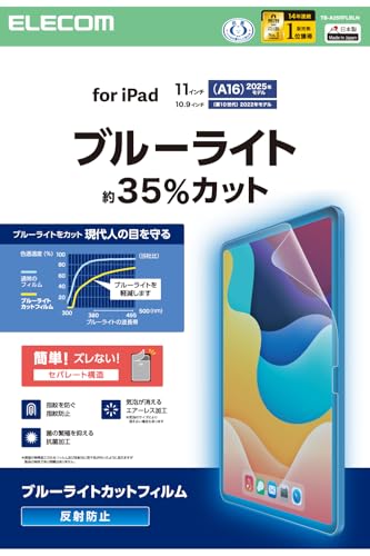 エレコム iPad A16 11インチ 第11世代 (2025年) 10.9インチ 第10世代 (2022年) フィルム 反射防止 ブル..