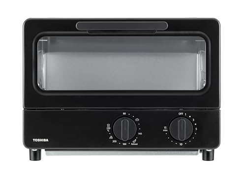 TOSHIBA(東芝) トースター オーブントースター 2枚焼き HTR-PZ3(K) ブラック 温度調節機能付き 受皿付..