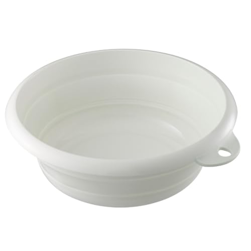 伊勢藤(ISETO) 湯おけ ソフト湯おけ ホワイト 2.5L 幅25.3×奥行27.4×高さ3.3~9.2cm 日本製 折りたたみ ..