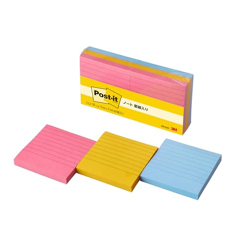 ポストイット 付箋 罫線入り ノート ネオンカラー 75×75mm 100枚×6パッド 630-6AN 送料無料