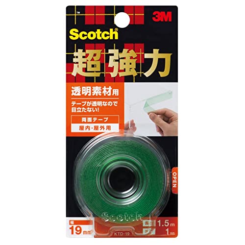 3M 両面テープ 超強力 透明 素材用 幅19mm 長さ1.5m スコッチ KTD-19 小巻 送料無料