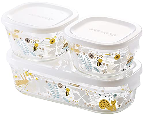 iwaki(イワキ) 耐熱ガラス 保存容器 シンジカトウ 北欧の庭 角型 3点セット パック&レンジ PS-PRNSNF3 送料無料