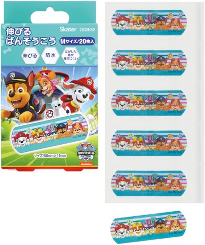 パウ・パトロール/サイズ：横5.6×縦1.9cm/QQBG2-70985・Color:パウ・パトロールPatternName:M・パッケージ個数:1・サイズ：横5.6×縦1.9cm・材質：不織布パッド：ヴィスコース・ポリエステル、粘着テープ：熱可塑性ポリウレタン・アクリル系粘着剤・原産国：中国ポップでかわいいダイカットキャラクター絆創膏。 Mサイズの20枚入り。 防水・伸びるので場所を選ばず傷を保護。 はがした跡も残りにくいです。 箱入りなので持ち運びにも便利。 ※ご使用の際はパッケージの説明書をよくお読みください。 ※再利用はできません。