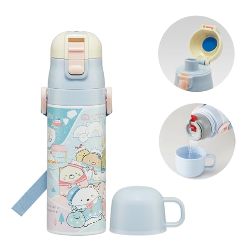 樂天商城 - スケーター(Skater) 水筒 子供用 2WAY 直飲み 470ml コップ飲み 430ml すみっコぐらし しろくまふるさと 女の子 送料無料
