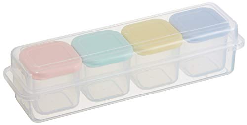 スケーター(Skater) 保存容器 小分け 作りおき 容器 シール容器 100ml 小4個 ケース付きレンジ対応 パウダーパステル C 送料無料