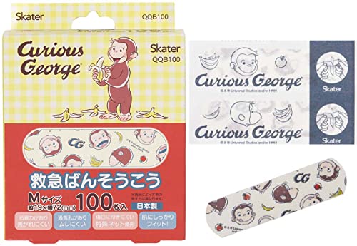 Rakuten - スケーター (skater) 救急 ばんそうこう Mサイズ 増量 100枚 絆創膏 おさるのジョージ 日本製 QQB100-A 送料無料