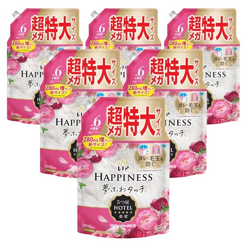 レノア Lenor ハピネス 夢ふわタッチ 柔軟剤 アンティークローズ 詰め替え 1900mL×6袋 [大容量] [ケー..