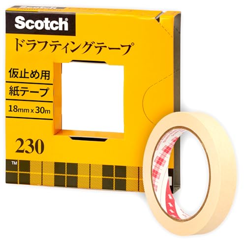 乐天商城 - 3M スコッチ マスキングテープ ドラフティングテープ カッター付 紙箱入り 18mm×30m 230-3-18 送料無料