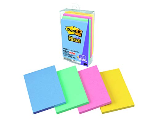 ポストイット 付箋 強粘着 ノート マルチカラー3 75×50mm 45枚×4冊 656SS-MC-3 送料無料