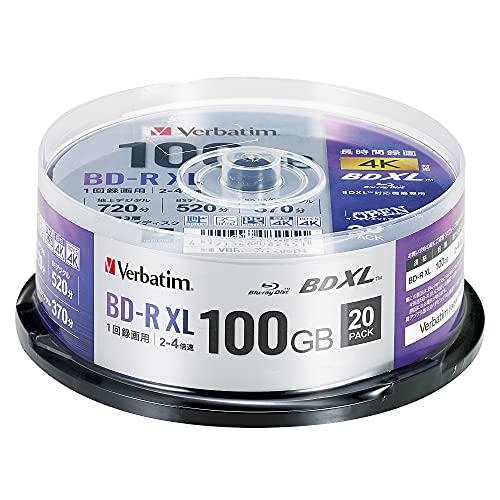 Verbatim バーベイタム 1回録画用 ブルーレイディスク BD-R XL 100GB 20枚 ホワイトプリンタブル 片面3層 2- 送料無料