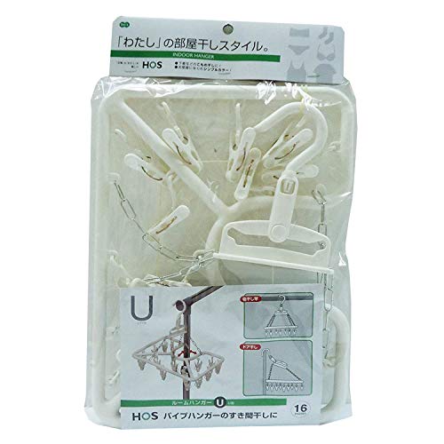 物干しハンガー 16ピンチホワイト/約33.5×25×34cm/88280・Size:約33.5×25×34cmStyle:物干しハンガー 16ピンチ・パッケージ個数:1・本体サイズ:33×25×34cm・素材・原材料:本体/ポリプロピレン・バネ/鋼・生産国:中国・スタイル:単品パイプハンガーやポール際にも干せるU型の平型ハンガー。 移動式フックのため、鴨居やっドアに干すときに水平に保つことができる!