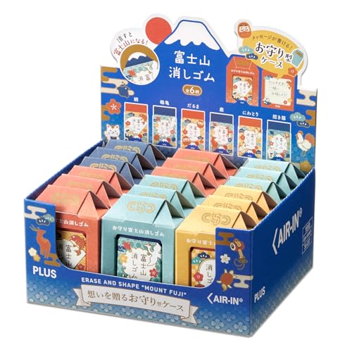 プラス 消しゴム エアイン 富士山消しゴム お守り 富士山 受験生応援‘25 鯛/鶴亀/だるま/鹿/にわとり/招き猫 ER-100AF 送料無料