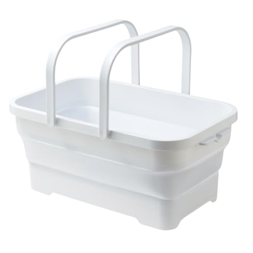 伊勢藤(ISETO) 折りたたみバスケット ソフトバスケット ホワイト 15L 幅46.3×奥行29.0×高さ6.8~19.6cm ..