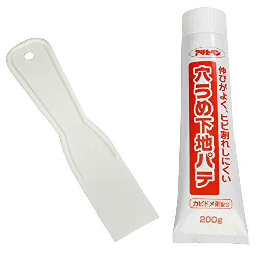 アサヒペン 壁紙用 穴うめ下地パテ 200g No.734 ヘラ付き 穴 ひび割れ スキマ補修 水性タイプ 防カビ剤配合 日本製 送料無料