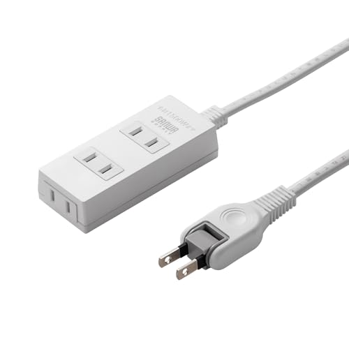 サンワサプライ 電源タップ ほこり防止シャッター 火災予防 3個口・2ピン・2m 配線しやすいスイングプラグ ホワイト TAP-TSH3 送料無料