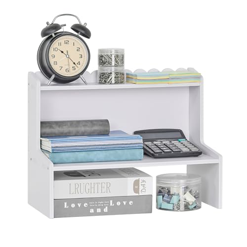 ホワイト/幅38.5x奥行き21x高さ30.5cm/KHD-CK32-WHT-JP・Size:幅38.5x奥行き21x高さ30.5cm・パッケージ個数:1・【たっぷり収納！限られたスペースを有効活用】コンパクトなのに驚きの収納力！本や雑誌、小物、化粧品、キッチン用品、洗面道具などをすっきり整理。縦の空間を活かしたデザインで、狭い場所でも最大限に収納できます。・【8mm厚のPVC木質複合材・丈夫で水に強い】厚み8mmの高品質PVC木質複合材を使用し、耐久性抜群！水や汚れに強く、湿気の多いキッチンや洗面所でも安心。長く美しい状態を保てます。・【どんな部屋にも馴染むおしゃれなデザイン】シンプルで洗練されたデザインは、リビング、寝室、オフィス、洗面所など、あらゆるシーンにマッチ。美しく収納しながら、お部屋の雰囲気をグレードアップ！・【組み立て簡単】差し込むだけのシンプル設計で、誰でも手軽に組み立てられ、引越しや模様替えの際もラクラク移動できます。・【スリムなのに安定感抜群】省スペースながら、しっかりとした構造でぐらつきにくい設計。スリムな見た目でも耐荷重に優れ、本や商品紹介 VECELO 多機能卓上収納棚 素材：8mm PVC木質複合材 オススメポイント：収納力抜群高品質素材防水・防湿シンプルなスタイルホルムアルデヒドなし環境に優しい様々なシーンで大活躍 安全警告 この棚は机やテーブルの上に置くことを想定しています。過度に重い物を置かないでください。また、不安定な表面に置かないでください。