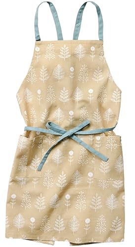 レップ(Rep) habituel(アビチュアル) エプロン ベージュ 花柄 着丈73×幅84cm ポケット付き 綿100%使用 ..