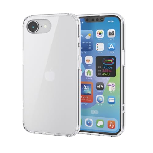 エレコム iPhone 16e ケース クリア 透明 耐衝撃 衝撃吸収 背面傷つけ防止 ワイヤレス充電対応 MagSafe メタルリング 送料無料