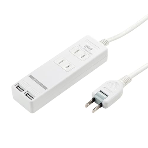 サンワサプライ USBシャッター付きタップ（2P・2個口・3m） TAP-B110USH-3W 送料無料