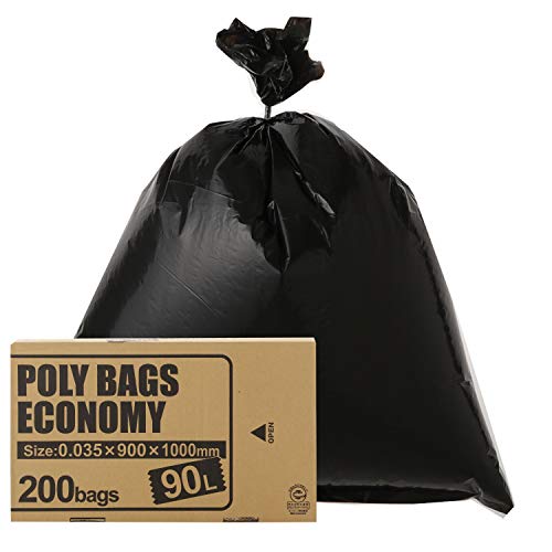 ブラック/90L 90×100cm 厚さ0.035mm/PBE-K90-200・PatternName:90L 200枚・パッケージ個数:1・本体サイズ(1枚あたり):縦100cm×横90cm 厚さ0.035mm・箱サイズ:縦28cm×横47.5cm×高さ11cm・素材:低密度ポリエチレン・生産国:日本・ツルツルしたタイプのゴミ袋●LD(低密度ポリエチレン)、エコマーク付