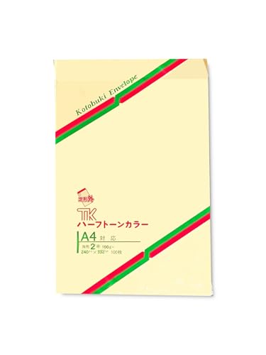寿堂 封筒 カラー封筒 クリーム 無地 パステルカラー ハーフトーン サイド貼 角形2号 角2 100g 100枚 00560 送料無料