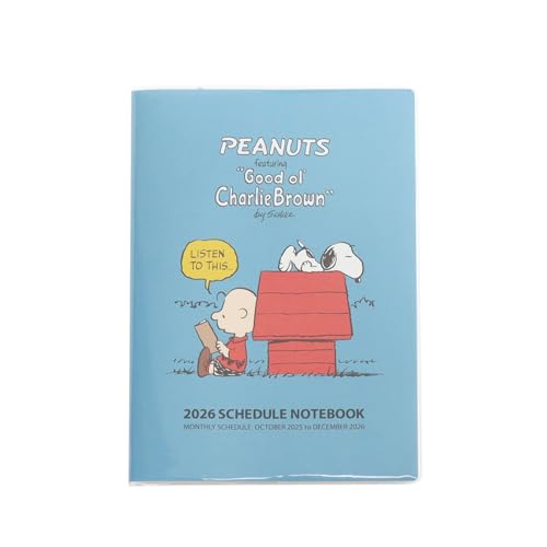 スクエア スヌーピー 手帳 2026年 A5 マンスリー 青 20PD-5B (2025年10月始まり) 送料無料