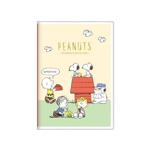 フレンズ/-/S2958910・パッケージ個数:1・2026年版のキャラクター手帳・【特長】2026年のキャラクター手帳です！書き込みやすさと携帯性を兼ね備えたB6サイズ・【内容】カバー:ペンホルダー付/本文:64ページ/カレンダー・年間プラン・月間スケジュール(2025年10月〜2026年12月・六曜入)・メモ・路線図 【表紙仕様】エンボス紙+金箔押し・【サイズ】132mm×188mm×6mm・【材質】表紙:PVC・紙/本文:紙2026年版のキャラクター手帳！ 手帳月間B6 2026年のキャラクター手帳です！書き込みやすさと携帯性を兼ね備えたB6サイズ 随所に描かれたキャラクターイラストが楽しい、2026年版の手帳です。鞄に入れて持ち運びやすく、書き込みスペースもたっぷりの定番[月間B6]タイプ。メモページもたっぷりで書き込みしやすく、ペンホルダー、六曜表記、路線図収録など機能も充実しています。 スケジュールページはビジネスでもプライベートでも使いやすいシンプルなデザインです。メモページは使いやすい方眼罫。チャーリーブラウンやおなじみのキャラクター達が集まった[スヌーピー フレンズ]柄です。