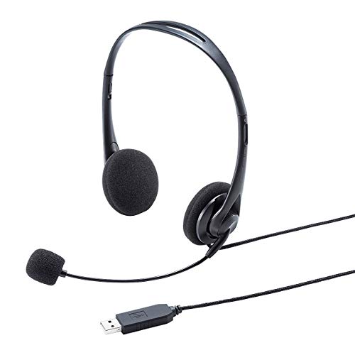 サンワサプライ USBヘッドセット 無(全)指向性 断線しにくいファブリック被覆ケーブル採用 Skype対応 MM-HSU09BK 送料無料