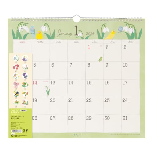 ミドリ 2026年 カレンダー 壁掛け L トリ柄 31377006 送料無料