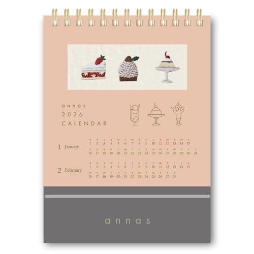 学研ステイフル 2026 カレンダー annas 卓上 刺繍 M16501 2026年 1月始まり 送料無料