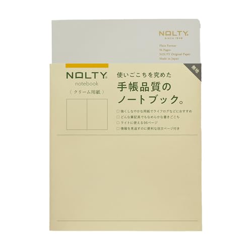クリーム用紙(96P)ライトグレー(無地)/-/NCP11・パッケージ個数:1・【手帳品質のノートブック】70年以上にわたり、手帳を作り続けてきたNOLTYのノートブック。手で書くことで考えがまとまっていく心地よさ、書くことに没頭し、自分だけの世界を広げる楽しさをあなたに。研究を重ねて作り上げたNOLTYダイアリーペーパーはどんな筆記具でも滑らかで洗練された書き心地。また、こだわり抜いた製本と耐久性に優れた上質な表紙が、長年の使用にも変わらぬ品格を保ちます。手帳づくりのノウハウを注ぎ込み、磨き抜かれた使い心地をあなたに。・【2種類のオリジナル手帳専用紙】ホワイト用紙：書いた文字が際立ち、見やすいことが特徴です。思考の整理がしやすいので、仕事や勉強などの用途に最適です。クリーム用紙：オリジナル手帳専用紙の中で最も厚みとコシがあるため、シールや写真を切り貼りして日記デコを楽しむライフログ用途におすすめです。また、罫線色には能率手帳と同じグリーンの色を採用、この色は優しい色合いとして長く受け継がれています。・【無地】自由に使える無地。レイアウトに縛られることなく、クリエイティ