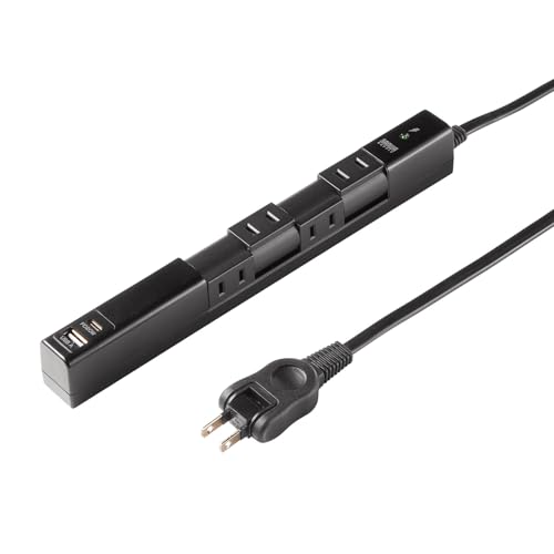 サンワサプライ 回転タップ（AC4個口＋Type-C＋USB-A・PD20W・ブラック） TAP-B113UC-2BK 送料無料