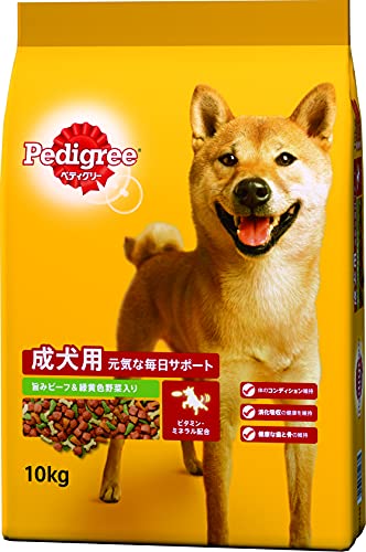 -/10キログラム (x 1)/-・Size:10キログラム (x 1)・パッケージ個数:1・本体サイズ (幅X奥行X高さ) :38.5×13.0×53.5cm・本体重量:10kg・原産国:タイ・本体サイズ (幅X奥行X高さ) :38.5×13.0×53.5cm・本体重量:10000g商品紹介 愛犬の大好きな旨みたっぷりのビーフに、厳選した緑黄色野菜を加えました。 原材料・成分 穀類、肉類(チキン加水分解物、チキン、ビーフ等)、大豆、油脂類(パーム油等)、タンパク加水分解物、植物性タンパク、ビートパルプ、キシロース、野菜類(トマト、ほうれん草、にんじん)、ビタミン類(A、B1、B2、B6、B12、D3、E、コリン、ナイアシン、パントテン酸、葉酸)、ミネラル類(亜鉛、カリウム、カルシウム、クロライド、セレン、鉄、銅、マンガン、ヨウ素、リン)、アミノ酸(グリシン、システイン、メチオニン)、着色料(青2、赤102、黄4、黄5、二酸化チタン)、保存料(ソルビン酸K)、酸化防止剤(BHA、BHT、クエン酸)、pH調整剤 使用方法 体重 1kg:30g(200ccカップ1/2)、3kg:70g(200ccカップ1) 5kg:100g(200ccカップ1&1/4)、7kg:120g(200ccカップ1&1/2) 10kg:160g(200ccカップ2)、15kg:210g(200ccカップ2&3/4) 20kg:260g(200ccカップ3&1/4)、30kg:350g(200ccカップ4&1/2)