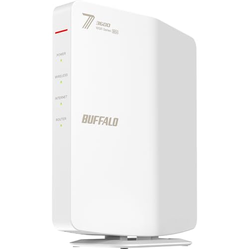 ホワイト/-/WSR3600BE4P/NWH・Color:ホワイト・パッケージ個数:1・【Wi-Fi 7 デュアルバンド対応】通信効率や通信遅延が改善された第7世代の通信規格「Wi-Fi 7」に対応したコンパクトなWi-Fiルーターです。・【離れた部屋でも快適通信】3本の5GHzアンテナが機能し、これまで電波が届きにくかった離れた部屋でも快適に動画やゲームなどを楽しめます。・【MLOでWi-Fi通信を高速・安定化】複数の通信帯域を同時に利用する｢2バンド 同時モード｣、電波干渉時に影響のない通信帯域へ切り替える「2バンド切り替えモード」に対応。高速で安定したWi-Fi通信を実現します。※端末側も対応している必要があります。・【スマホで簡単セットアップ】スマホアプリ「AirStationアプリ」を使って簡単にセットアップが完了！接続状態の確認やファームウェアの更新などもアプリ上で行うことができます。・【場所を取らないコンパクトサイズ】デスク上やテレビ横などでもスペースを気にせず設置することができるコンパクトサイズ。壁掛けにも対応しています。【準拠規格(最大転送速度)】5GHz IEEE802.11be：2882Mbps、IEEE802.11ax：2401Mbps、IEEE802.11ac：1733Mbps、IEEE802.11n：300Mbps 2.4GHz IEEE802.11be：688Mbps、IEEE802.11ax：573Mbps、IEEE802.11n：300Mbps ※記載の数値は理論値です。 【有線LANインターフェース】LANポート：1G/100M/10Mbps×3 (AUTO-MDIX) INTERNETポート：1G/100M/10Mbps×1(AUTO-MDIX) ※記載の数値は規格値です。 【設置サイズ（幅×高さ×奥行）】約60×155×133mm 【サイズ（幅×高さ×奥行）】約43×148×133mm ※付属品及び突起物等を除く 【重量】約280g ※製品本体のみ。付属品含まず 【消費電力】約14.1W 【動作環境】温度0〜40℃　湿度10〜85％（結露なきこと） 【主な付属品】取扱説明書(書)、ACアダプター、LANケーブル、スタンド 【期間】1年間