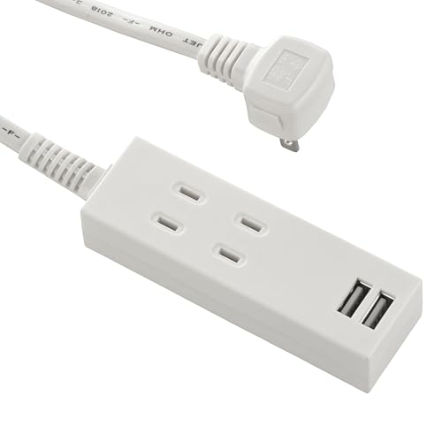 オーム(OHM) USBポート付電源タップ 2個口/2USB 1m｜オーム電機 HS-TU21PBT-W 00-4391 送料無料