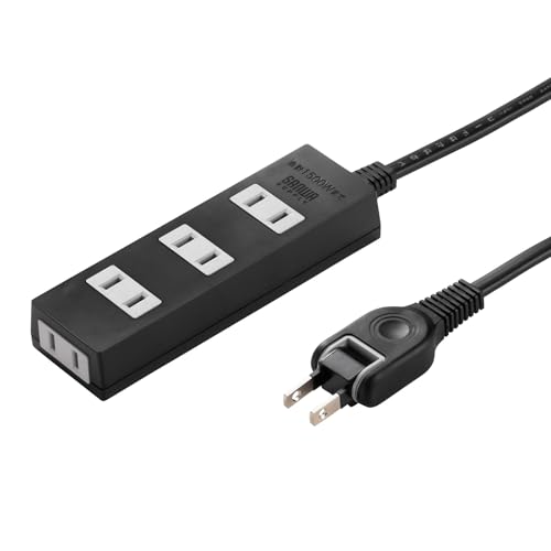サンワサプライ 電源タップ 4個口・2ピン(1m) 火災予防安全 ホコリ防止シャッター 配線しやすいスイングプラグ ブラ…