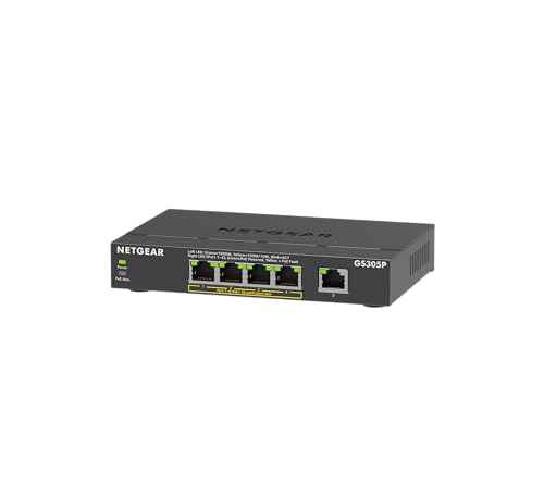 POE+63Wダークグレー/-/GS305P-300JPS・1000BASE-Tポートを5つ持つプラグアンドプレイのL2アンマネージスイッチ。・4ポートはPoE+ (IEEE 802.3at)に対応しており、各ポートから最大30Wの電力を受電機器に供給。スイッチ全体で供給可能な総電力量(パワーバジェット)は63W。・PoE受電が必要な無線LANアクセスポイントやIP監視カメラ、IP電話機の収容に最適。・冷却用のファンなしで自身を冷却できる金属筐体を採用した静音設計。・【安心の日本語サポートとメーカー3年】ネットギアのサポート窓口は365日年中無休で対応します。1000BASE-Tポートを5ポート搭載するプラグアンドプレイ仕様のアンマネージスイッチ。4ポートはPoE+に対応しており、各ポートから最大30Wの電力を受電機器に供給できる。（スイッチ全体で63W） ●特長 ・1000BASE-Tポートを5つ持つプラグアンドプレイのL2アンマネージスイッチ。 ・4ポートはPoE+ (IEEE 802.3at)に対応しており、各ポートから最大30Wの電力を受電機器に供給。スイッチ全体で供給可能な総電力量(パワーバジェット)は63W。 ・PoE受電が必要な無線LANアクセスポイントやIP監視カメラ、IP電話機の収容に最適。 ・冷却用のファンなしで自身を冷却できる金属筐体を採用した静音設計。 ・ジャンボフレーム対応。 ・デスクトップ設置の他、壁掛けも可能 (キット付属)。 ●製品 メーカー3年