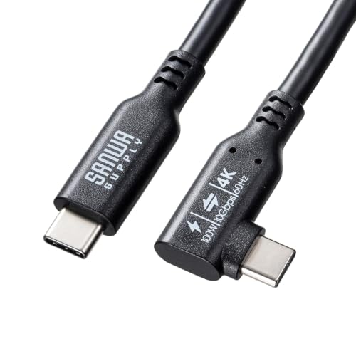サンワサプライ USB Type-Cケーブル 2m PD100W 4K 60Hz映像出力 L型で配線すっきり KU-10GCCP100L 送料無料